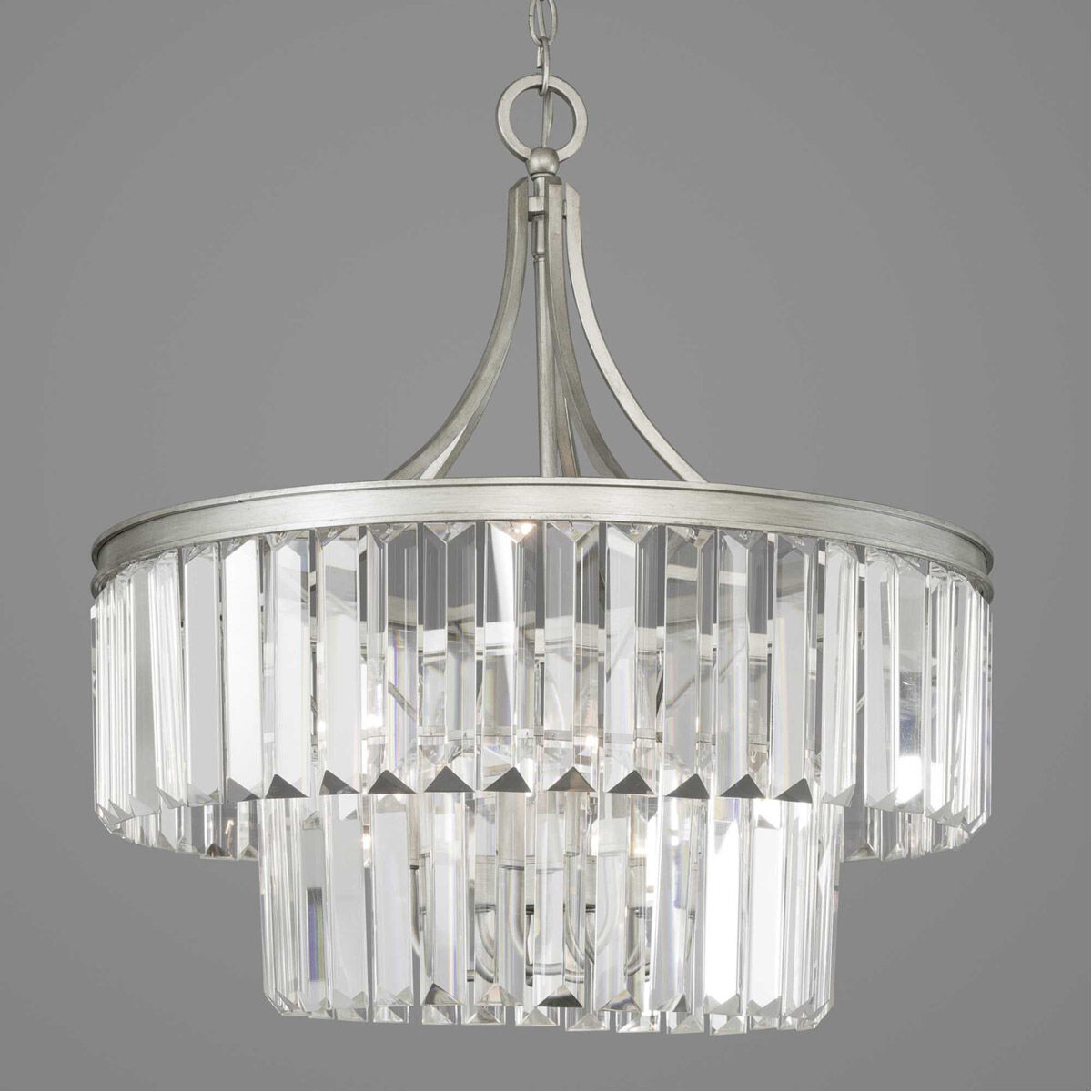 Glimmer 5 Light Silver Ridge Pendant Ceiling Light, Design Series